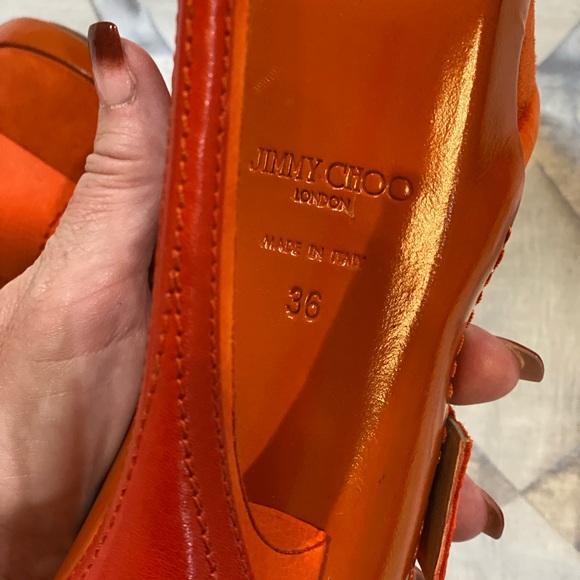 AUTHENTIC Jimmy Choo orange heels NWT. Purchased in London - Picture 5 of 10